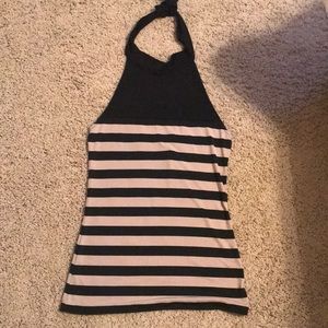 Black & tan striped halter top